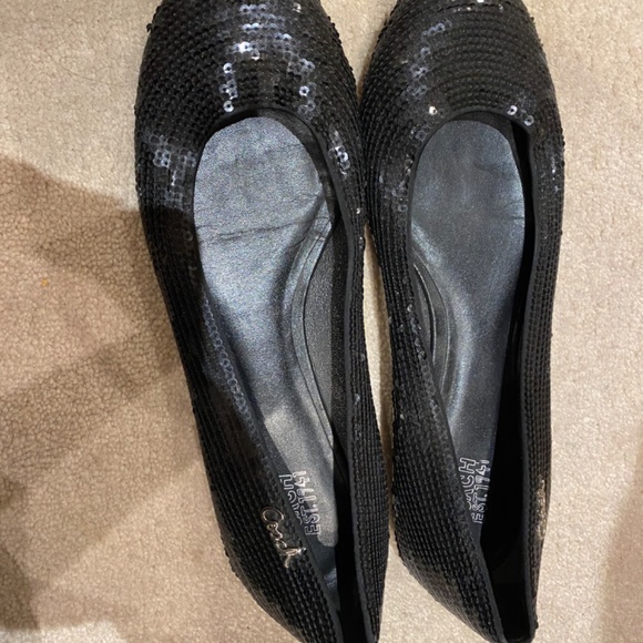 Coach black leather with sequin flats size 10 - Picture 3 of 7